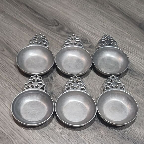 Vintage Set Of 6 Wilton Aemetale Peweter Handle Dishes - Picture 1 of 4